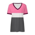 thumbnail image 3 of fatyb Womens V Neck Short Sleeve T-Shirts Color Block Loose Tee Casual Tops Summer Blouses for Women, 3 of 5