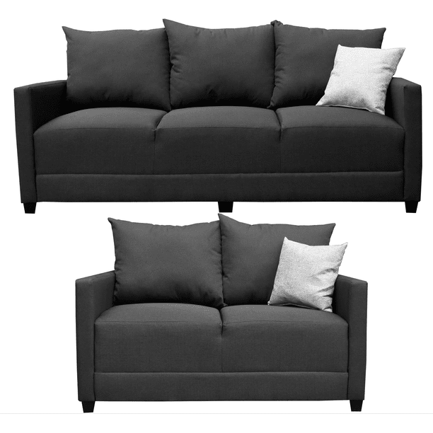 Sala Modular 3-2 El Bazar Store Atlanta Lino nacional Gris Oxford Sofá Love seat