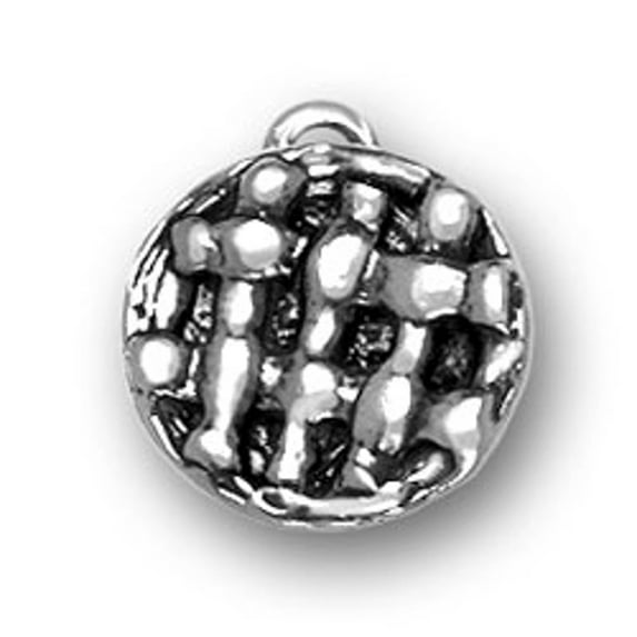 Sterling Silver 18" 1mm Box Chain 3D Criss Cross Layered Pie Pendant Necklace