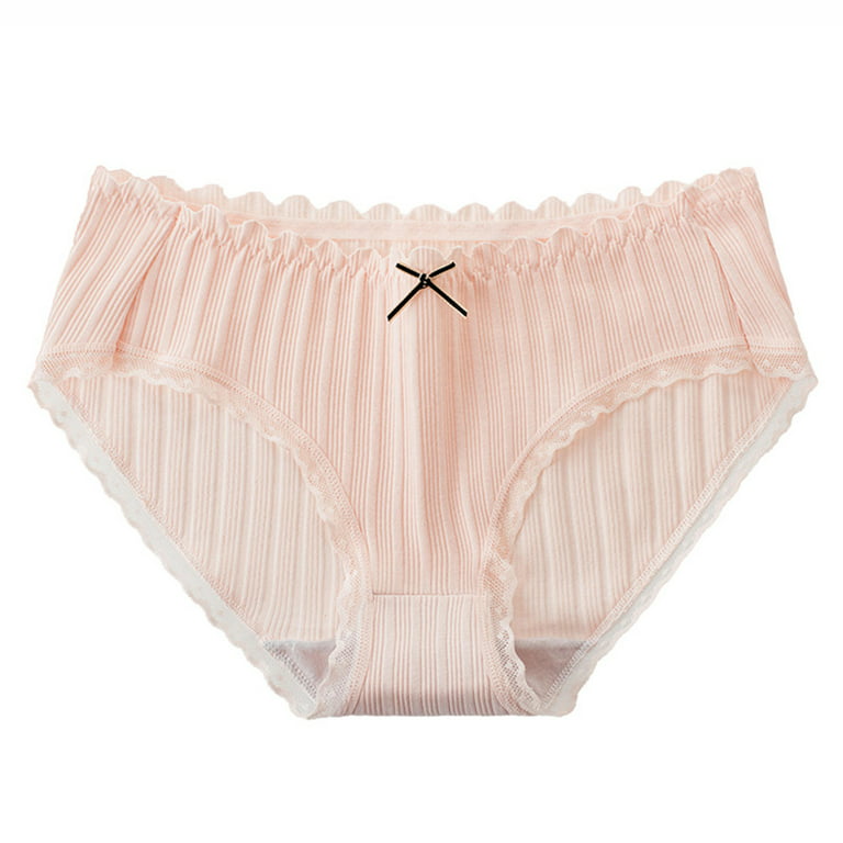 harmtty Lightweight Briefs Hygroscopic Elastic Waistband Ribbing Design  Panties Women Accessory,Pink,L 