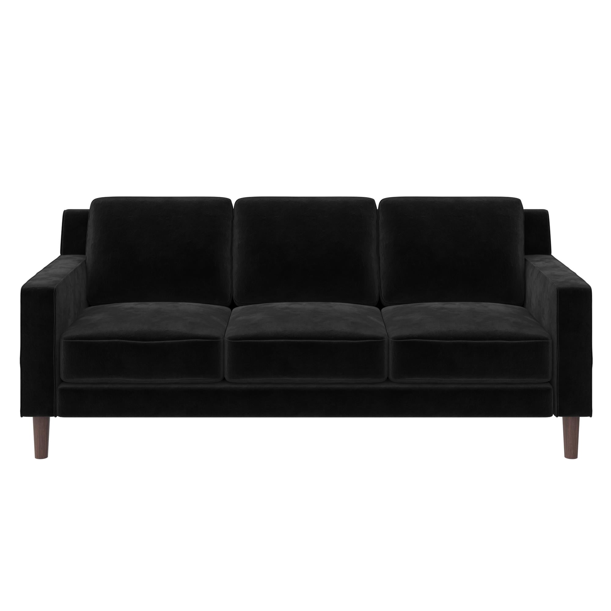 DHP Bryanna 3 Seater Sofa, Black Velvet