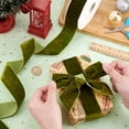 thumbnail image 3 of 10 Yards Olive Green Velvet Ribbon 1-1/2 inch Single Face Velvet Ribbon Velvet Wired Ribbon Soft Satin Ribbon for Bowknot Making Gift Wrapping Party Christmas Decoration, 3 of 6