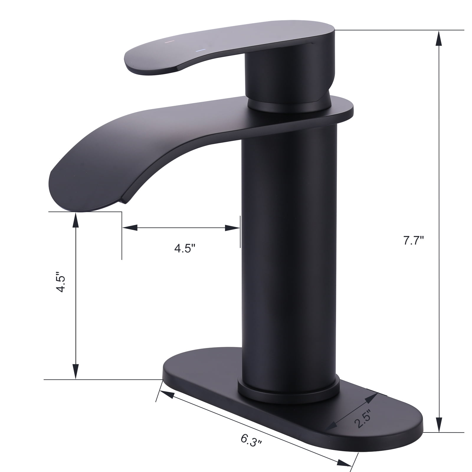 WOWOW Waterfall Bathroom Faucet Matte Black: Bathroom Sink Faucet for 1 Hole or 3 Holes, Single Handle Vanity Faucet with Metal Pop up Drain, Stainless Steel Basin Sink Faucet Tap for RV