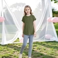 thumbnail image 5 of longantii Girls Short Sleeve T Shirts Kids Crewneck Curve Hem Soft Tunic Tops Summer Tees Army Green 3-4 Years, 5 of 5