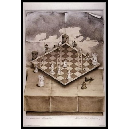 Folded Chess Set - Optical Illusion Art Poster Poster