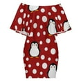 thumbnail image 6 of Penguin Polka Dots Women's Off The Shoulder Ruffles Summer Wedding Guest Loose Casual Party Beach Dress, 6 of 9