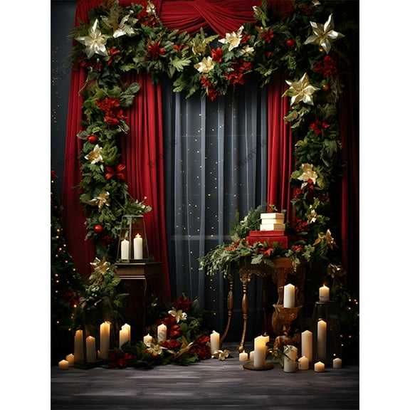 Christmas Backdrop Winter Xmas Tree Santa Claus Wood Board Fireplace Baby Portrait Photography Background Photo Studio