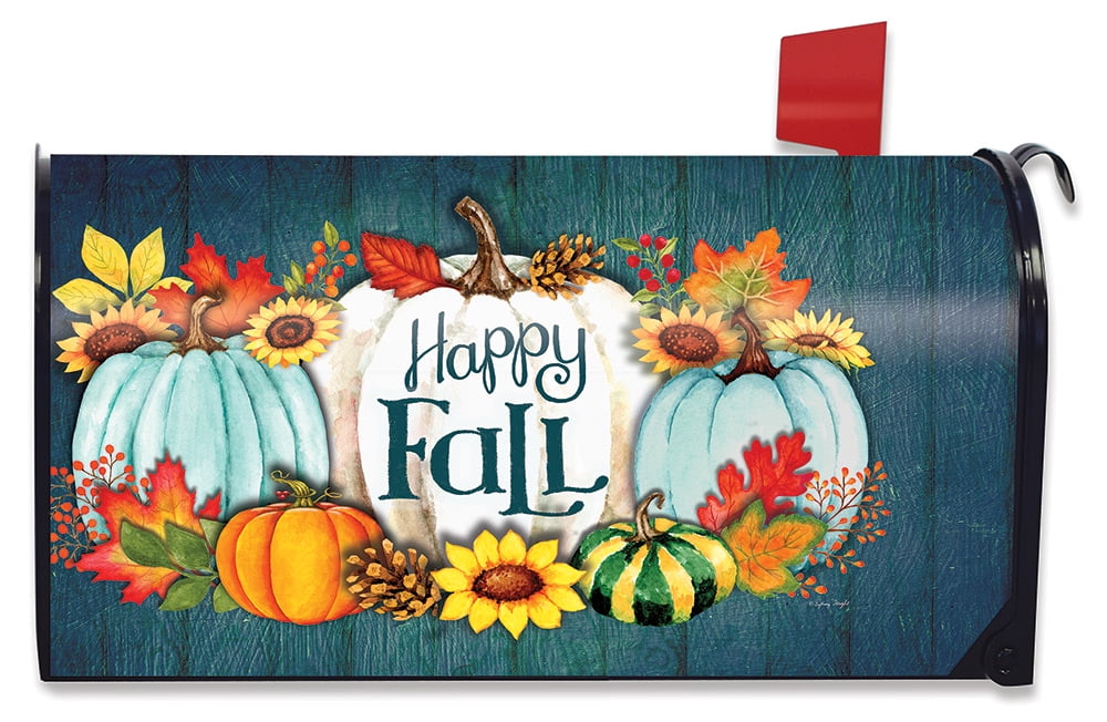 Happy Fall Pumpkins Primitive Magnetic Mailbox Cover Autumn Leaves Standard Briarwood Lane