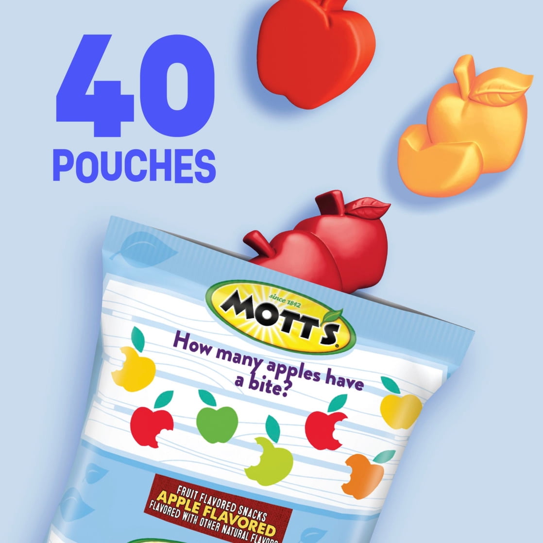 (4 pack) Mott's Fruit Flavored Snacks, Apple Orchard, Gluten Free Snack, Family Pack, 40 Ct, 32 oz