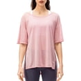 thumbnail image 1 of Camiseta holgada de mujer Medias mangas Abertura lateral Cubiertas para deportes Abanopi Rosa/XS, 1 of 7