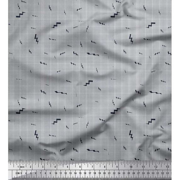 Soimoi Cotton Jersey Fabric Zig Zag & Check Shirting Print Fabric by Yard 58 Inch Wide