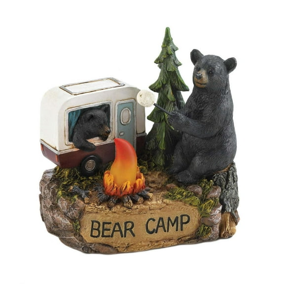 Accent Plus Modern Decorative Camping Bear Family Light Up Figurine