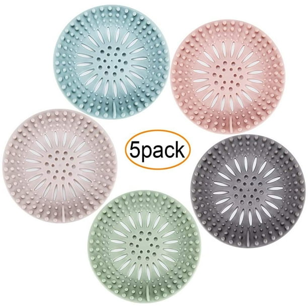 Amerteer 5 Pack Drain Hair Catcher Durable Silicone Hair Trap with