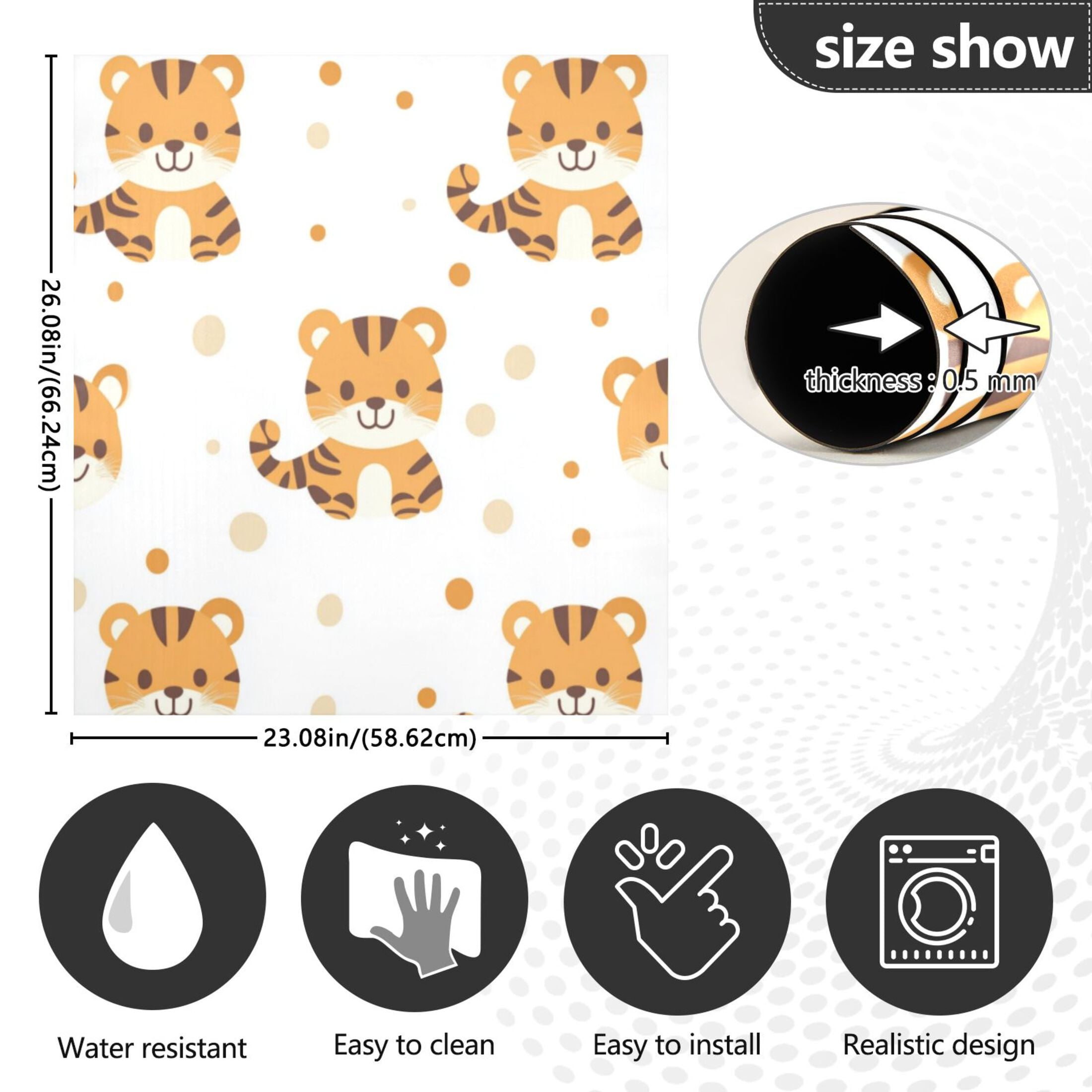 Dishwasher Magnetic Sticker 23x26 Inch Refrigerator Magnetic Sticker Washing Machine Magnetic Sticker Kitchen Panel Magnetic Sticker Home Decor Yellow Cartoon Tiger