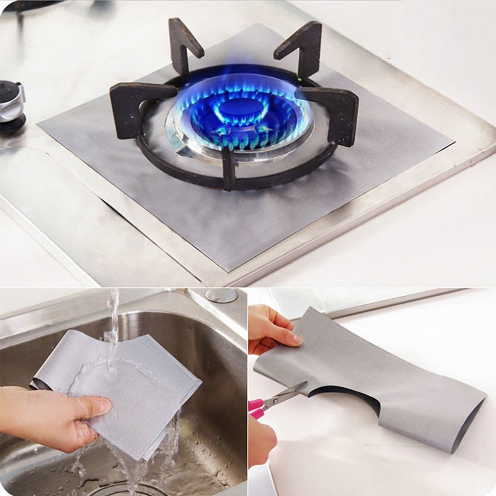 OUSITAID 6Pcs Gas Stove Mats High Temperature Resistant Kitchen Cooker Protection Pads