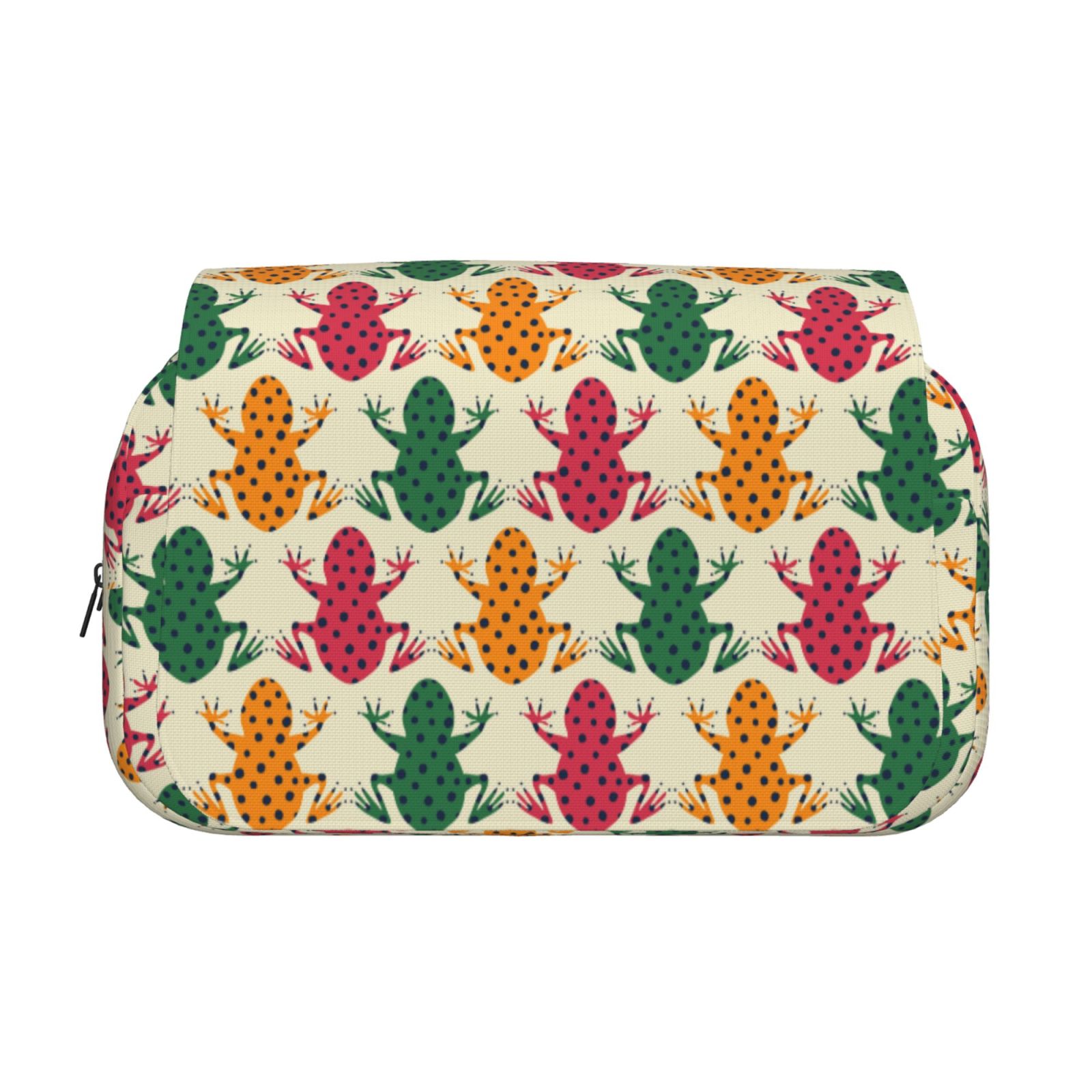 Rateoe Colorful Frogs Pattern Double Clamshell Pen Case, Storage Organizer with Two Zipper Compartments– Holds Up to 50 Pencils & Pens