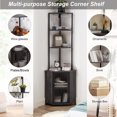 thumbnail image 6 of VECELO 6-Tier Corner Shelf with Storage Cabinet, 63 Inch Tall Bookshelf Balcony Plant Display Stand for Living Room, Home Office, Kitchen, Small Space, Charcoal Gray, 6 of 10