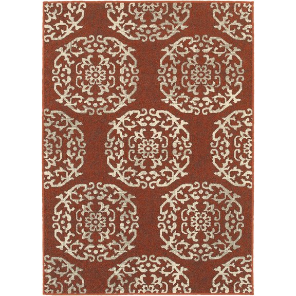 Sphinx Highlands Area Rug 6672B Red Rings Floral 1' 10" x 3' Rectangle