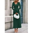 thumbnail image 5 of PRETTYGARDEN Women Sweater Dress Fall Fashion Long Sleeve V Neck Ribbed Knit Pleated A Line Elegant Maxi Winter Dresses, 5 of 9