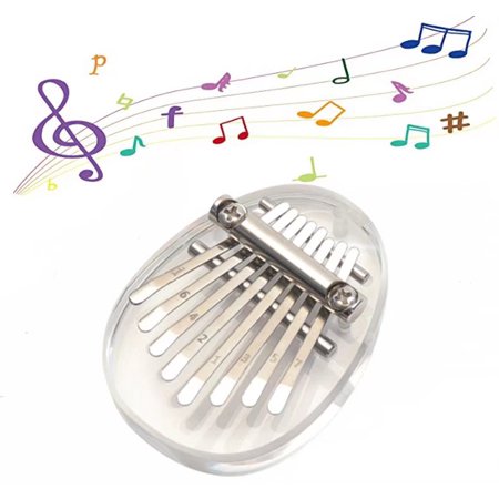 Mini 8 keys Kalimba Thumb Piano, Portable Marimba Music Thumb Piano, Birthday Childrens Day Valentines Gift for Kids Adults Beginners White, Oval