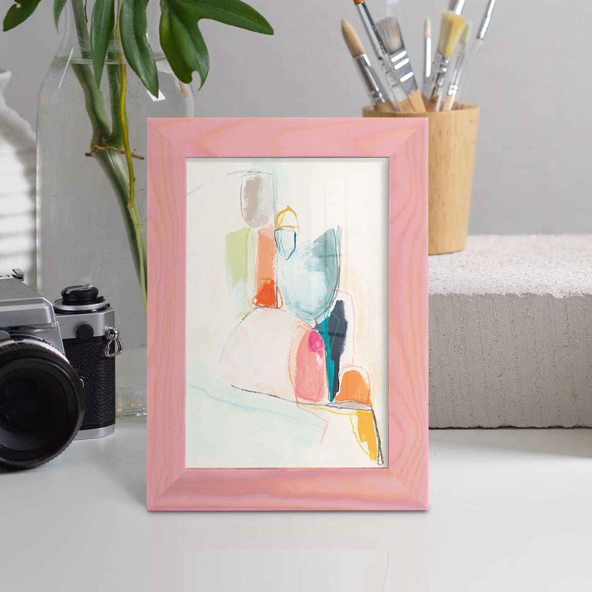 Factotum I -Framed Print w/glass-Sunset Pink