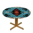 thumbnail image 3 of JEUXUS Old Aztec Geometric Pattern Round Tablecloth with Lace Trim Spring Summer Tablecloths Polyester Table Cover Waterproof Wipeable Table Cloth Linen for Kitchen, Fits Tables, 3 of 7