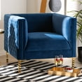 thumbnail image 3 of Baxton Studio Seraphin Fauteuil en Velours Bleu Marine Finition Or, 3 of 9