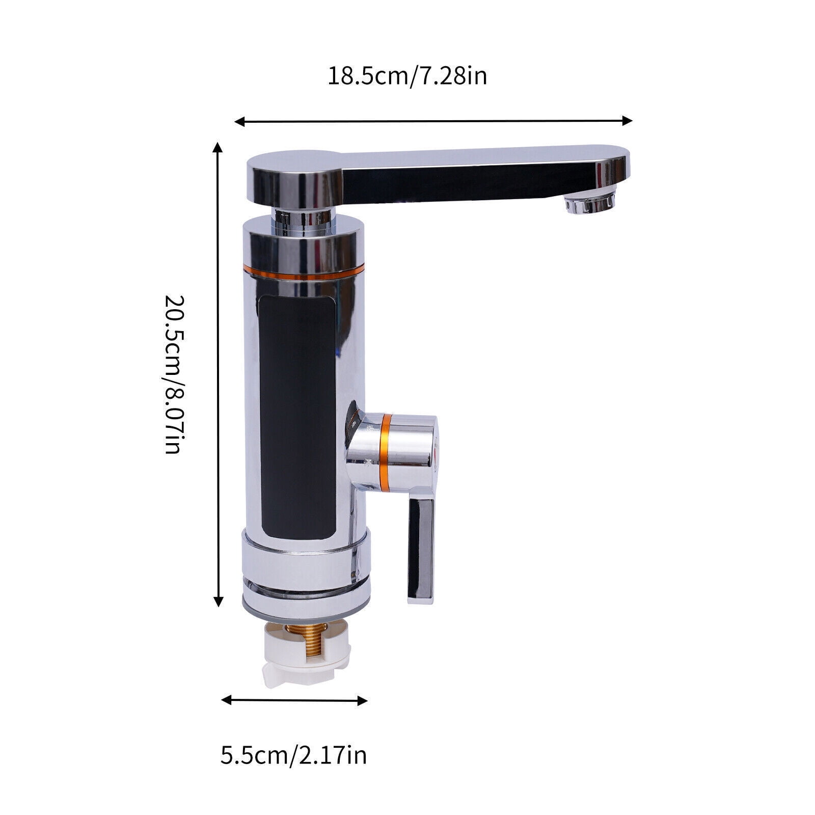 Electric Instant Hot Water Heater Shower Kitchen Tap Faucet Digital Display Silver 110V