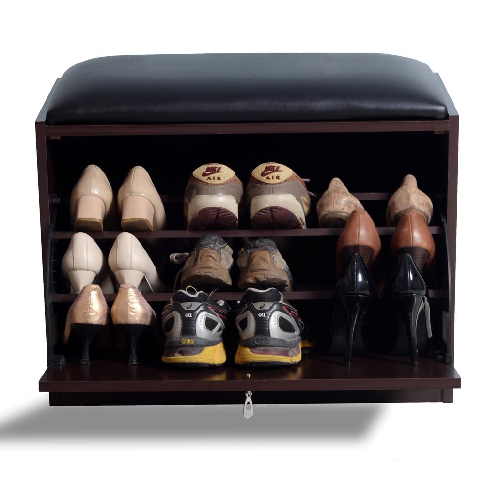 Organizedlife Wooden  Shoe  Cabinet with Bench Storage  Shoe  