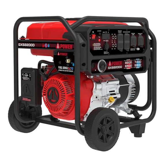 8200-Watt Recoil Start Gasoline Powered Portable Generator with 322cc OHV Engine and CO Sensor Shutdown