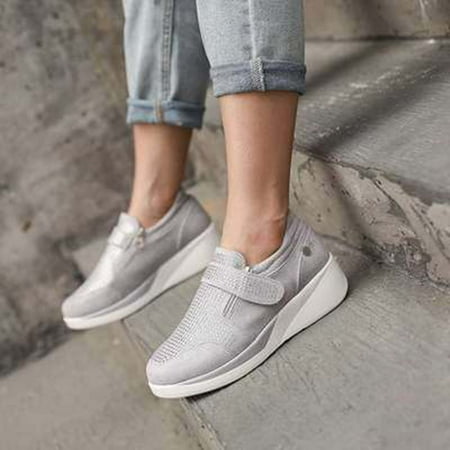 

New European And American Rhinestone Suede Breathable Wedge Casual Shoes