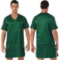thumbnail image 5 of Lejafay Men's Nightshirt Soft Loose Pajama Sleep Shirt Nightwear Short Sleeve Nightgown V-Neck Dark Green M, 5 of 6