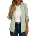 thumbnail image 5 of Gfyviroh Women's Blazer Jacket Roll Up Sleeve Notched Lapel Blazer Stylish Lightweight Business Casual Suit Coat, 5 of 8