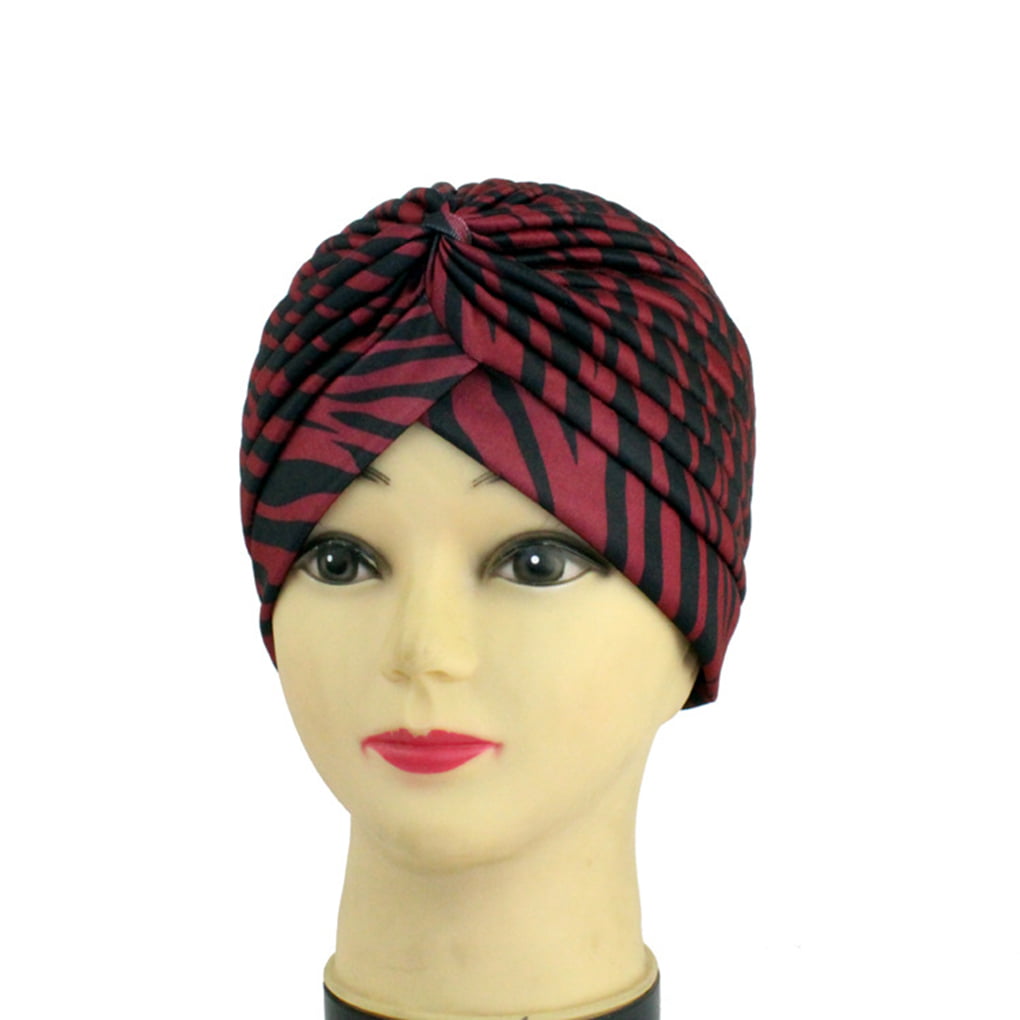 Ladies Stretchy Indian Turban Head Wrap Cloche Chemo Leopard Zebra Pink Print 