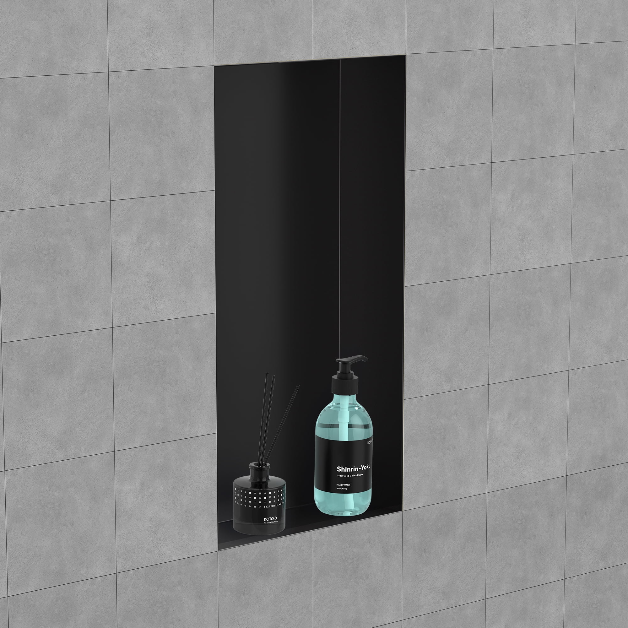 Uni-Green 16x28 Inch Stainless Steel Shower Niche in Matte Black, Fingerprint Resistant Recessed Organizer for Multi-Room Use