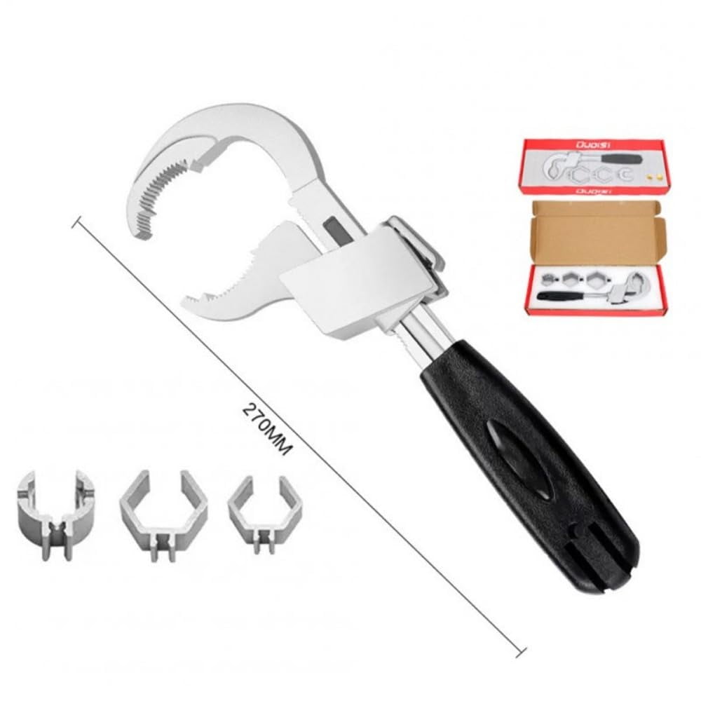 Universal Double Headed Bathroom Wrench With 3 Slotted Accessories 80mm Open-end Multi-functional Adjustable Wrench Hand Tool For Troubleshooting Faucets