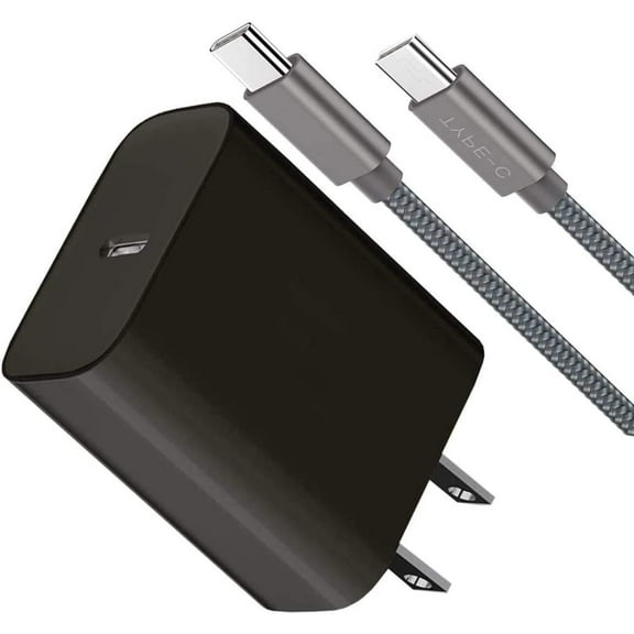 Petal Durable Android Certified 6.6 ft Lightning Black Braided Charger Cable and Wall Charger Adapter