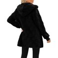 thumbnail image 6 of Wutalume Women's Fashionable Solid Color Long Sleeved Plush Jacket, Casual Hooded Warm Cardigan Jacket with Pockets, Soft Interior, Perfect for Daily Use and Travel,Black L, 6 of 7