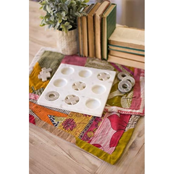 Kalalou Marble Tic-Tac-Toe Décor, One Size, Off-White