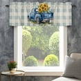 thumbnail image 4 of Spring Sunflower Valances for Windows Watercolor Truck Blue Plaid Rod Pocket Curtain Valance Window Treatment Short Curtains for Kitchen Living Room, 54"x18", 4 of 9