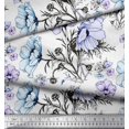 thumbnail image 2 of Soimoi Rayon Fabric Leaves & Anemone Flower Printed Craft Fabric by The Yard 56 Inch Wide, 2 of 3
