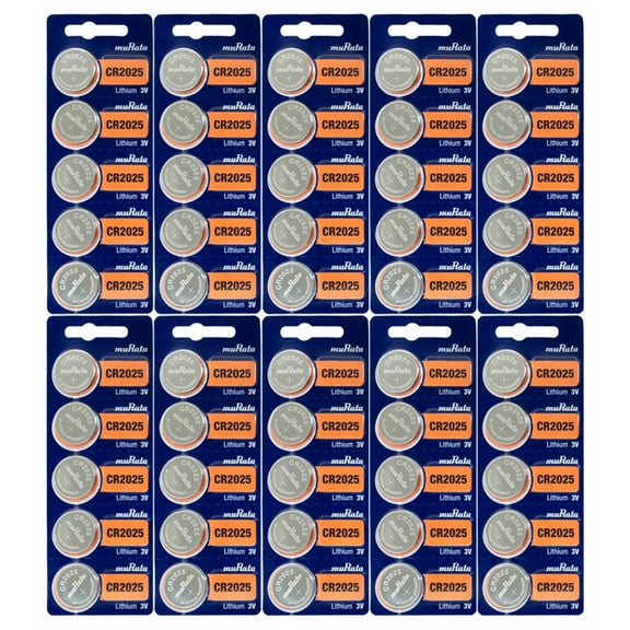 Murata CR2025 3V Lithium Battery (50-Pack)