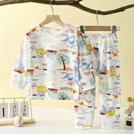 

Realhomelove Toddler Baby Boys Girls Cartoon Dinosuar Truck Print Long Sleeve Top and Pants Snug Fit Cotton Soft Comfortable 2 Piece Pajama Set 1-13T