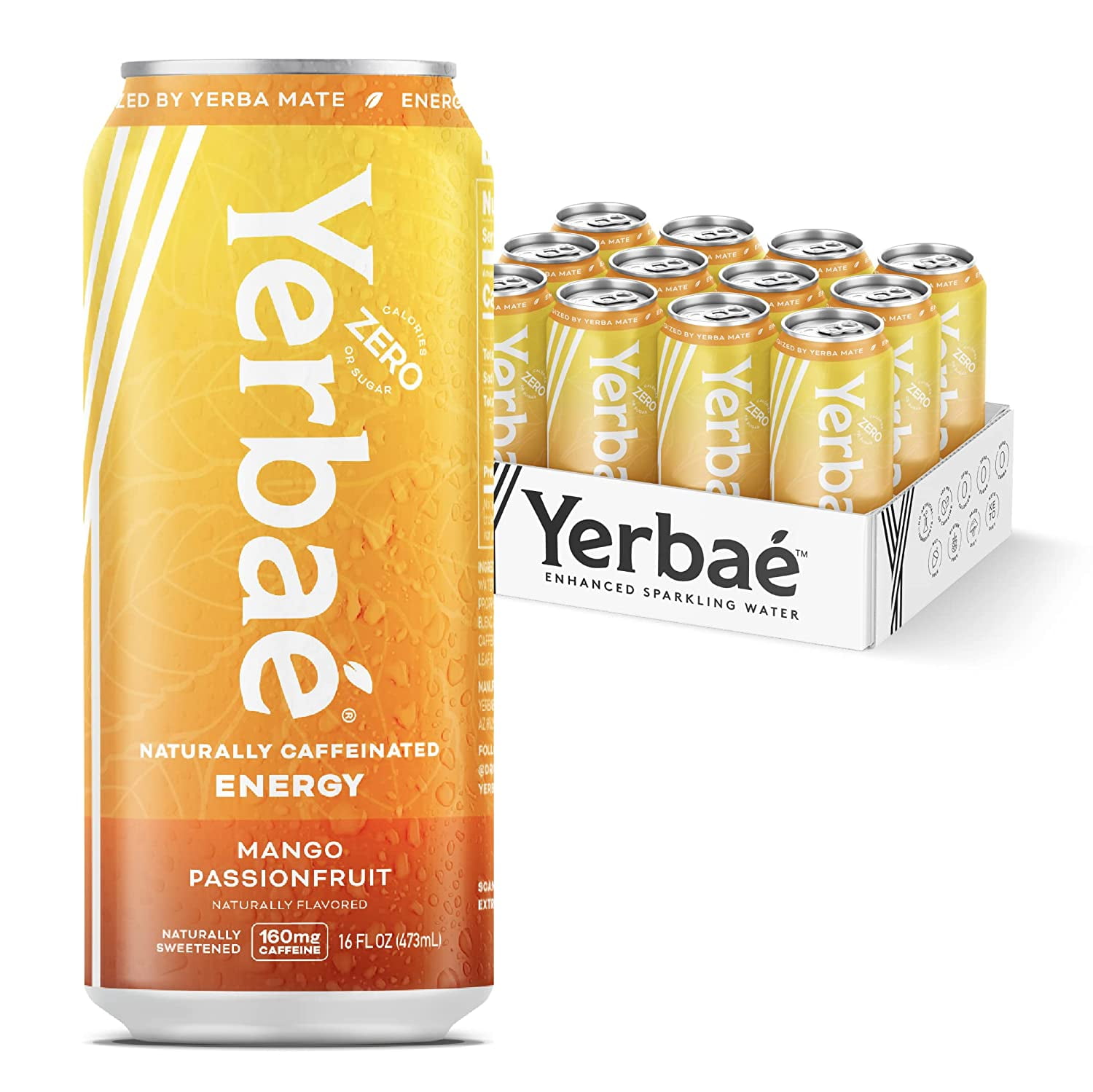 Yerbae Energy Beverage Mango Passion Fruit, 0 Sugar, 0 Calories, 0