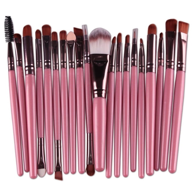 Graflsoa MAANGE 20-Piece Professional Makeup Brush Set with Soft Fibers, Coffee Handle, and Travel-Friendly Design for All Skin Types
