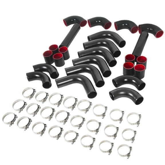 Kojem 2.5" Inch Universal 12Pcs Black Intercooler Pipe Kit Blk Coupler T-Bolt Clamps