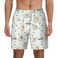 thumbnail image 2 of Picia Cartoon House pattern Mens Swim Trunks with Compression Liner Stretch Beach Shorts Quick Dry with Zipper Pockets No-Chafing Board Shorts-Large, 2 of 9