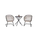 thumbnail image 3 of Outdoor Wicker Dining Chair Set of 2, PE Rattan Patio Dining Chairs with Removable Cushions, Weather-Resistant Armchairs for Garden, Poolside, Beige, 3 of 10