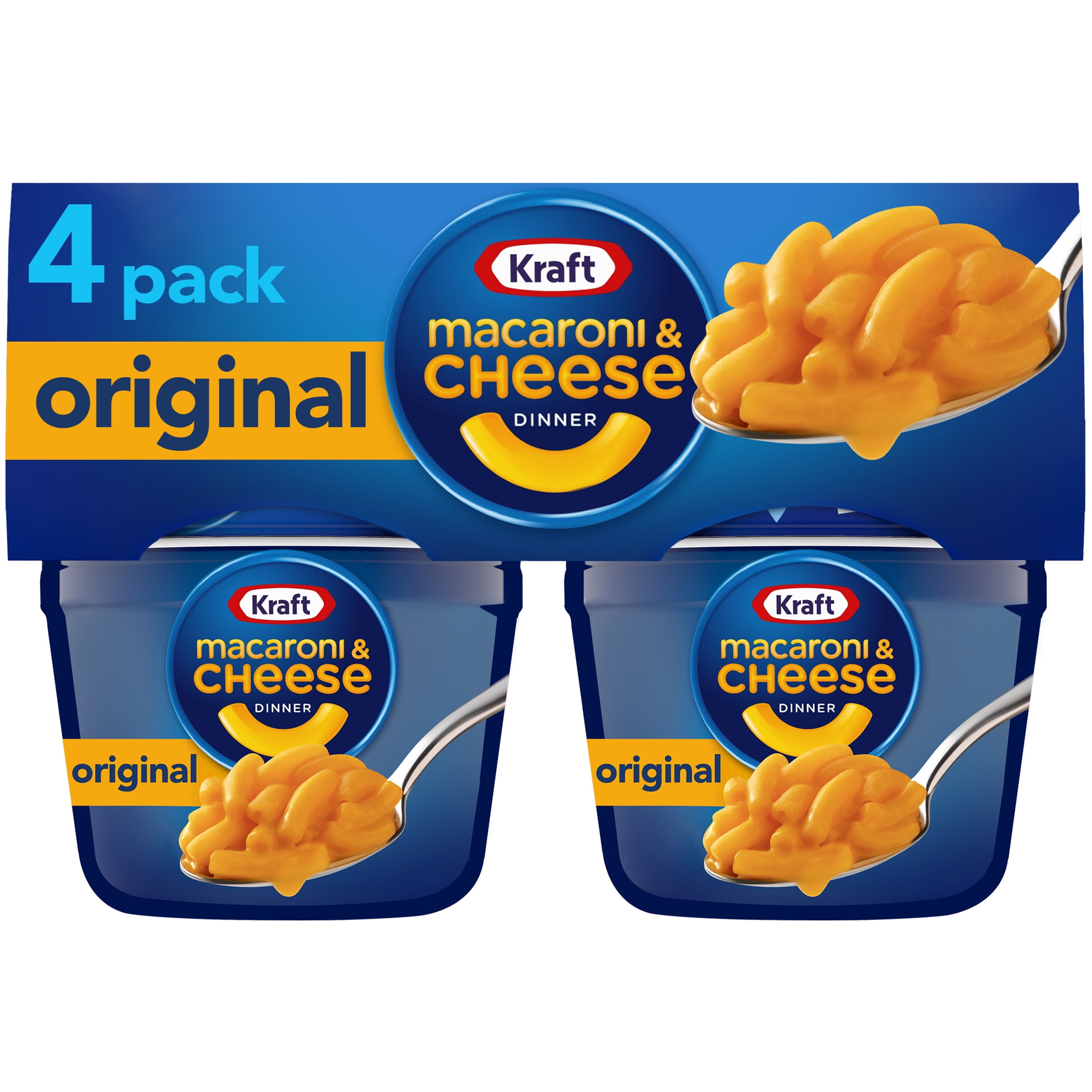 Kraft Original Mac N Cheese Macaroni and Cheese Cups Easy Microwavable Dinner, 4 ct Pack, 2.05 oz Cups