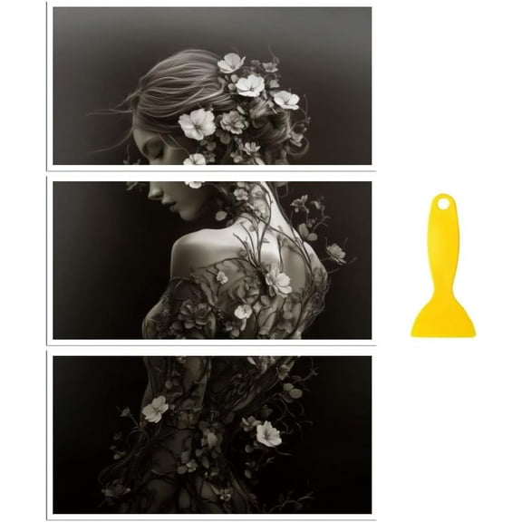 Colorful Rub on Transfer Decal Sticker for Furniture Craft Decor 6"x12" Retro Flower Vine Woman 3Pcs Waterproof UV DTF Transfer for Drawer Dresser Glass Porcelain Wood Plastic